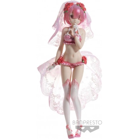 Figura Banpresto Re:Zero Ram vestida de rosa