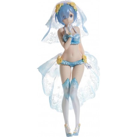 Figura de Rem de Re: Zero con atuendo azul y detalles florales