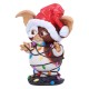 Figura de Gizmo em luzes de Natal com gorro de Papai Noel