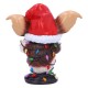 Figura de Gizmo em luzes de Natal com gorro de Papai Noel