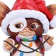 Figura de Gizmo em luzes de Natal com gorro de Papai Noel