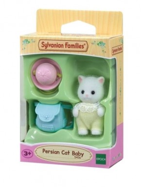 Figura Bebé Gato Persa Sylvanian Families con sombrero y mochila