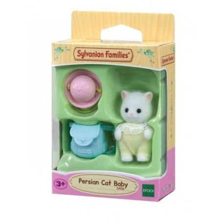 Figura Bebé Gato Persa Sylvanian Families con sombrero y mochila