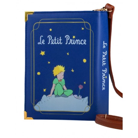 Bolso bandolera azul de El Principito con correa marrón
