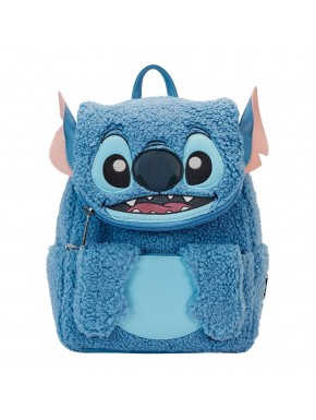Mochila azul de Stitch con detalles de peluche