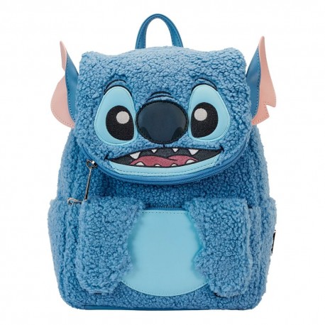 Mochila azul de Stitch con detalles de peluche