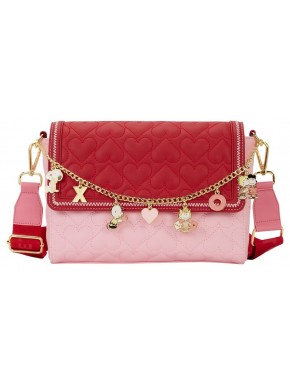 Bandolera Snoopy XO Peanuts de cuero PU rojo y rosa