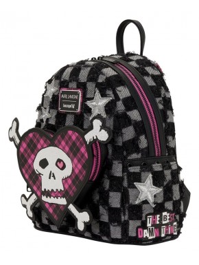 Mini sac à dos thème Avril Lavigne avec carreaux et crâne