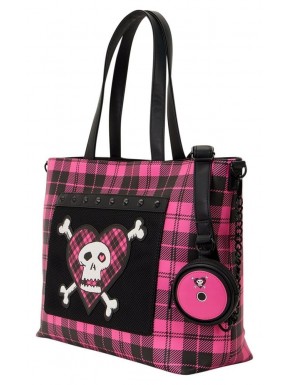 Bolsa Avril Lavigne por Loungefly, rosa y negra con monedero