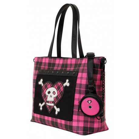 Bolsa Avril Lavigne por Loungefly, rosa y negra con monedero
