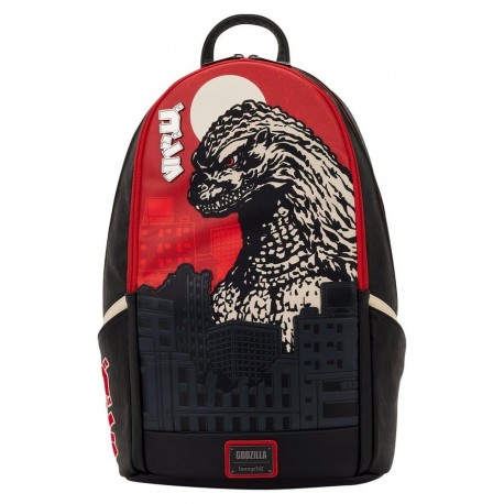 Mochila Godzilla Loungefly em tons vermelho e preto