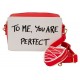 Bandolera con frase 'To Me, You Are Perfect' y cartera de corazón