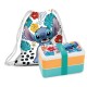 Set de fiambrera y bolsa Stitch azul con diseño floral