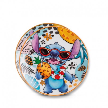 Platos de postre blancos Stitch 19 cm