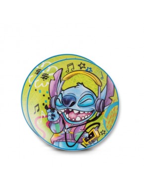 Plato verde de Stitch con diseño musical
