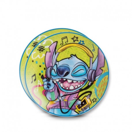 Plato verde de Stitch con diseño musical