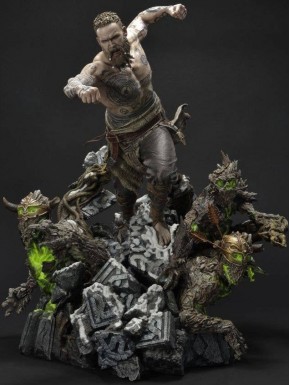 Estatua Baldur & Broods de God of War con base iluminada