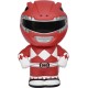 Cofre Power Rangers vermelho com capacete prateado