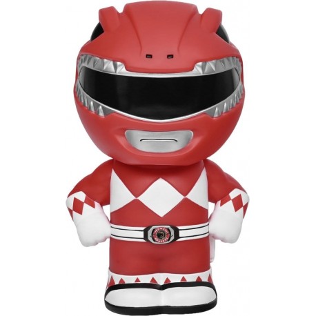 Cofre Power Rangers vermelho com capacete prateado