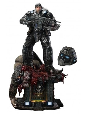 Estatua de Marcus Fenix de Gears of War con casco COG