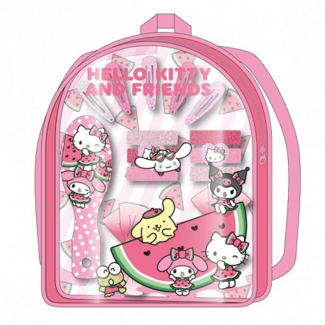 Conjunto de beleza Hello Kitty com acessórios de cabelo rosa