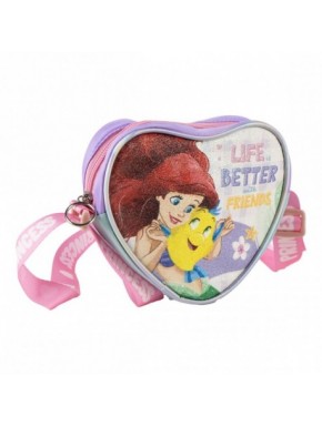 Bolso corazón Princesa lila con ilustraciones y correa rosa