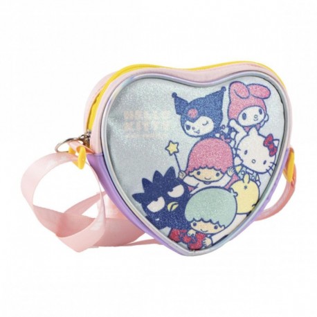 Sac cœur bleu clair Hello Kitty avec personnages