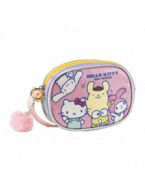 Bolso rosa de Hello Kitty con pompón y diseño brillante