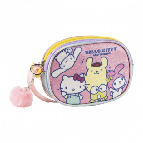 Sac rose Hello Kitty avec pompon et design brillant