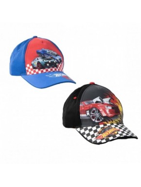 Gorra Hot Wheels colorida para niños en diseño azul y negro