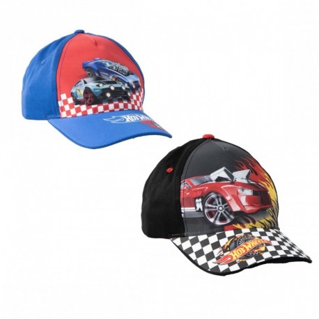 Gorra Hot Wheels colorida para niños en diseño azul y negro