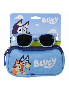Lunettes de soleil Bluey pour enfants avec étui bleu
