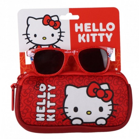 Lunettes de soleil rouges Hello Kitty avec étui assorti