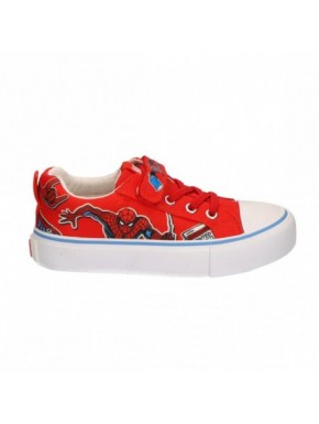 Zapatilla roja de loneta con diseño de Spiderman para niños