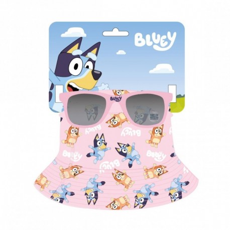 Chapeau de pêcheur rose clair Bluey avec lunettes de soleil