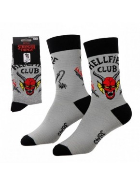 Chaussettes grises Hellfire Club de Stranger Things avec logo de démon