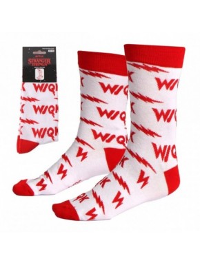 Calcetines blancos Stranger Things con diseño rojo