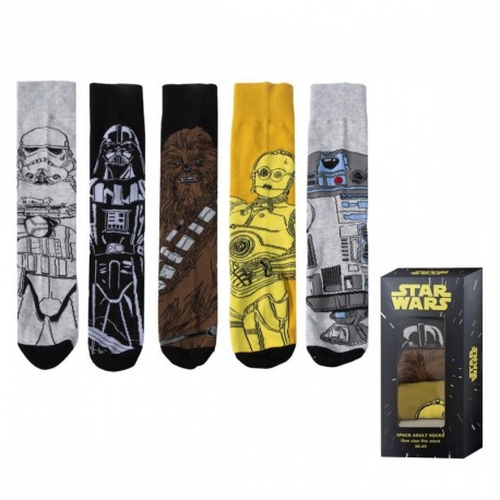 Meias multicoloridas Star Wars com personagens icônicos