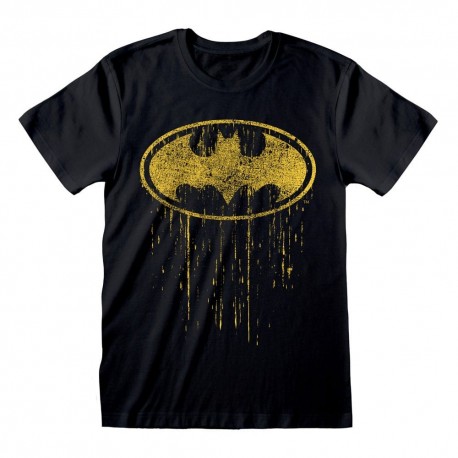 Camiseta negra Batman Dripping Symbol con diseño dorado