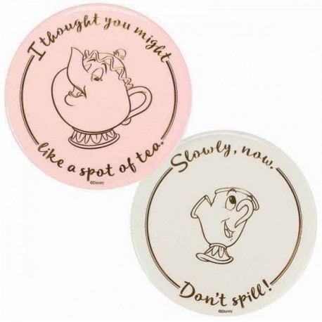 Set 2 Coasters Mrs Potts and Chip Beauty and The Beast Disney