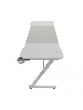 Mesa gaming blanca Mars Gaming MGDX160W con fibra de carbono