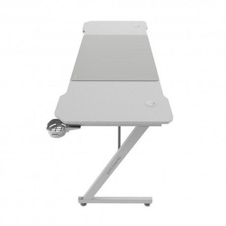 Mesa gaming blanca Mars Gaming MGDX160W con fibra de carbono