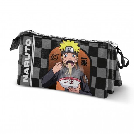 Estojo triplo Naruto Ichiraku preto com design de ramen