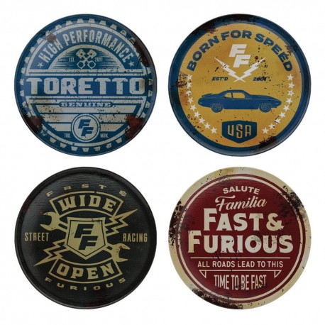 Pack de posavasos Fast & Furious estilo vintage