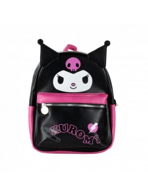 Mochila negra y rosa Sanrio Kuromi con diseño distintivo