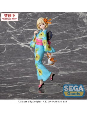 Statue de Chisato Nishikigi en yukata bleu de Lycoris Recoil