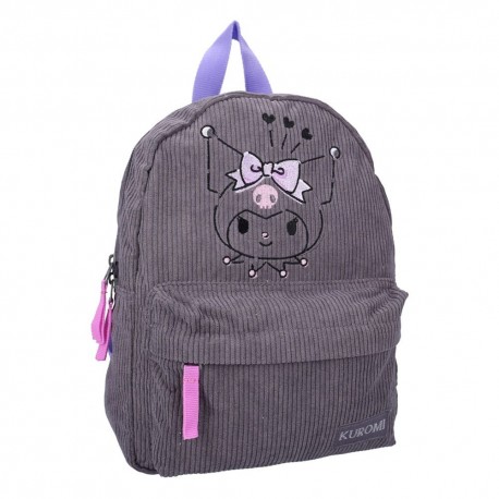 Mochila cinza Sanrio Hello Kitty com design de Kuromi