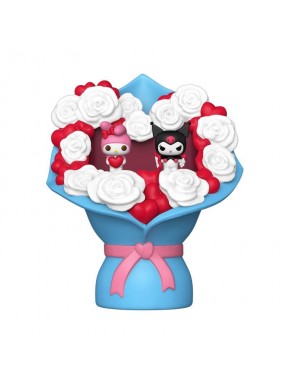 Figurines en vinyle Sanrio My Melody et Kuromi dans un bouquet de fleurs