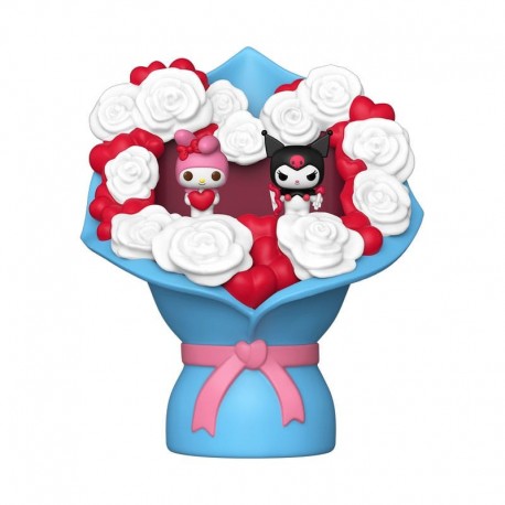 Figurines en vinyle Sanrio My Melody et Kuromi dans un bouquet de fleurs