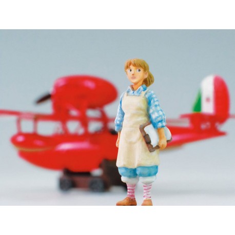 Kit de modelo avión rojo Porco Rosso y figura de Fio